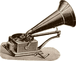 Historische Zeichnung eines Phonographen