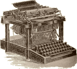 Historische Zeichnung einer Schreibmaschine